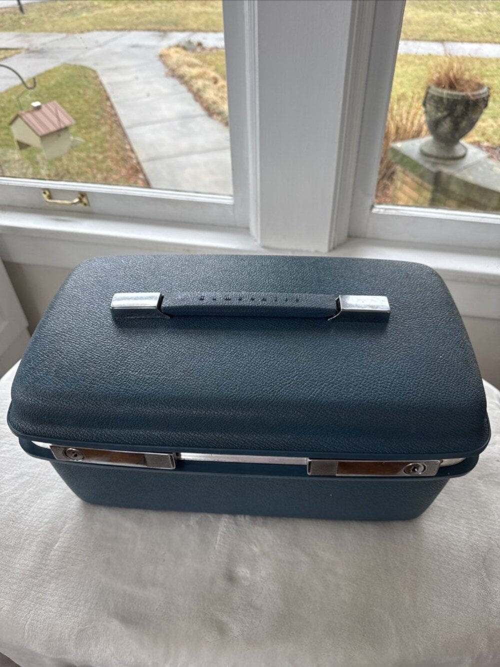 Vintage Samsonite Saturn Train Case Carry-On Makeup Luggage Blue